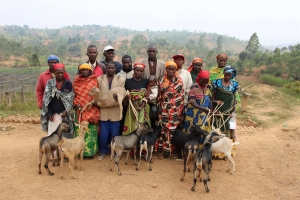 Burundi coffee producers from Nemba showing their gratitude for the goats donated.