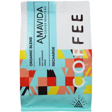 Amavida Coffee Roasters Organic Recharge Blend Coffee - 12 oz Bag.